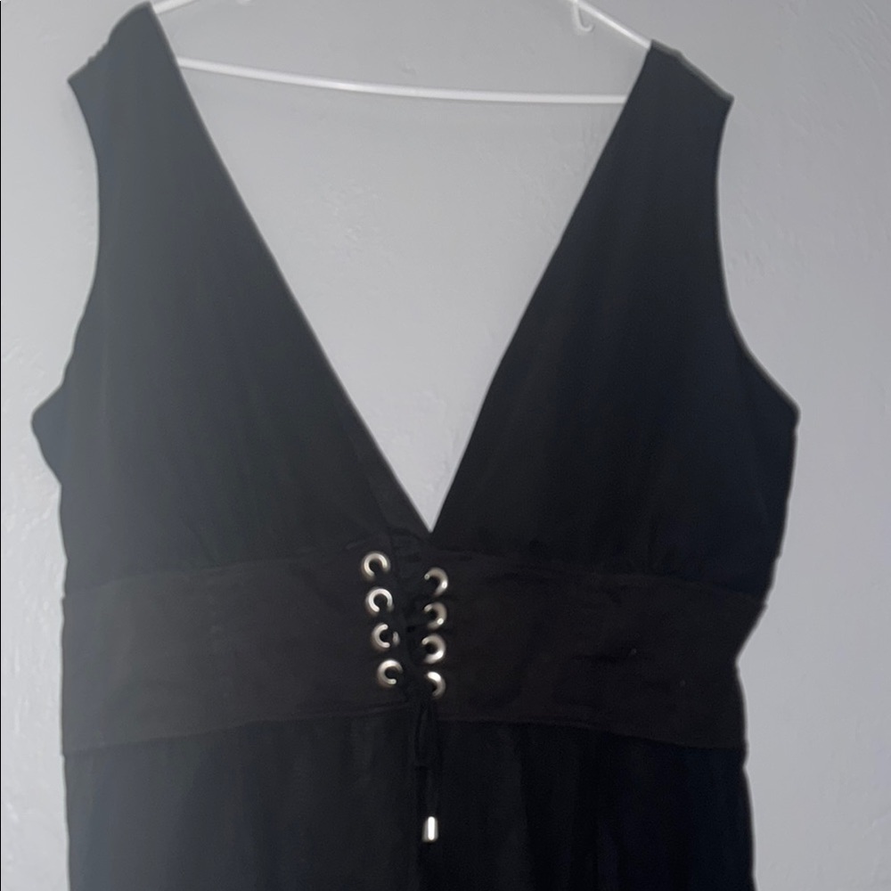 Ashley Stewart Black Tie Front Fitted Tank Top 84 - Picture 3 of 9
